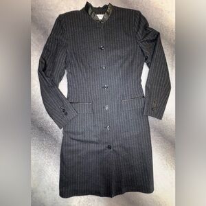 (A9) Kasper Vintage VTG Black Charcoal‎ Pinstripe Tailored Jacket Coat Dress 6